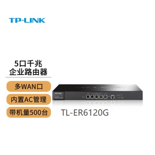 TP-LINK ER6120G 5口双千兆路由器企业商用有线AC控制器广告营销吸粉 双核 多WAN口 带机500台 