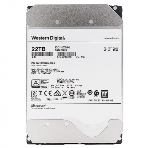 西部数据（WD）企业级服务器硬盘 22T SATA接口 3.5英寸垂直技术