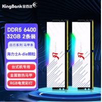 金百达(KINGBANK) 刃系列64G6400 DDR5 32G*2（RGB灯条套装） ...