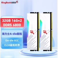 金百达(KINGBANK) 刃系列32G6800 DDR5 16G*2（黑甲套装） 台式机...