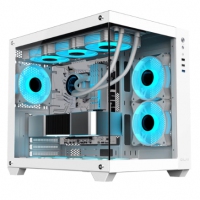 影驰（Galaxy）沐光海景房 黑色白色360水冷  ATX电脑机箱