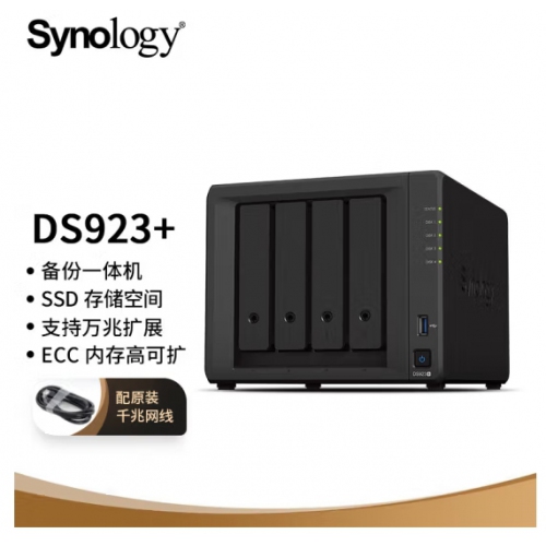 群晖（Synology）DS923+4盘位 万兆扩展NAS网络存储服务器文件共享自动备份私有云 无内置硬盘）