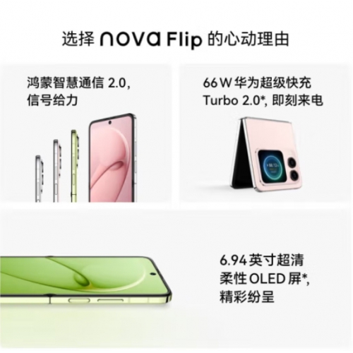 华为HUAWEI Nova Flip 256G 512G 小折叠手机 向新绿 256G全网通 手机